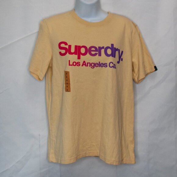 NEW Superdry Tonal Rainbow Core T Shirt Womens Small S 6 Yellow Relaxed Tee H03X - Picture 2 of 6